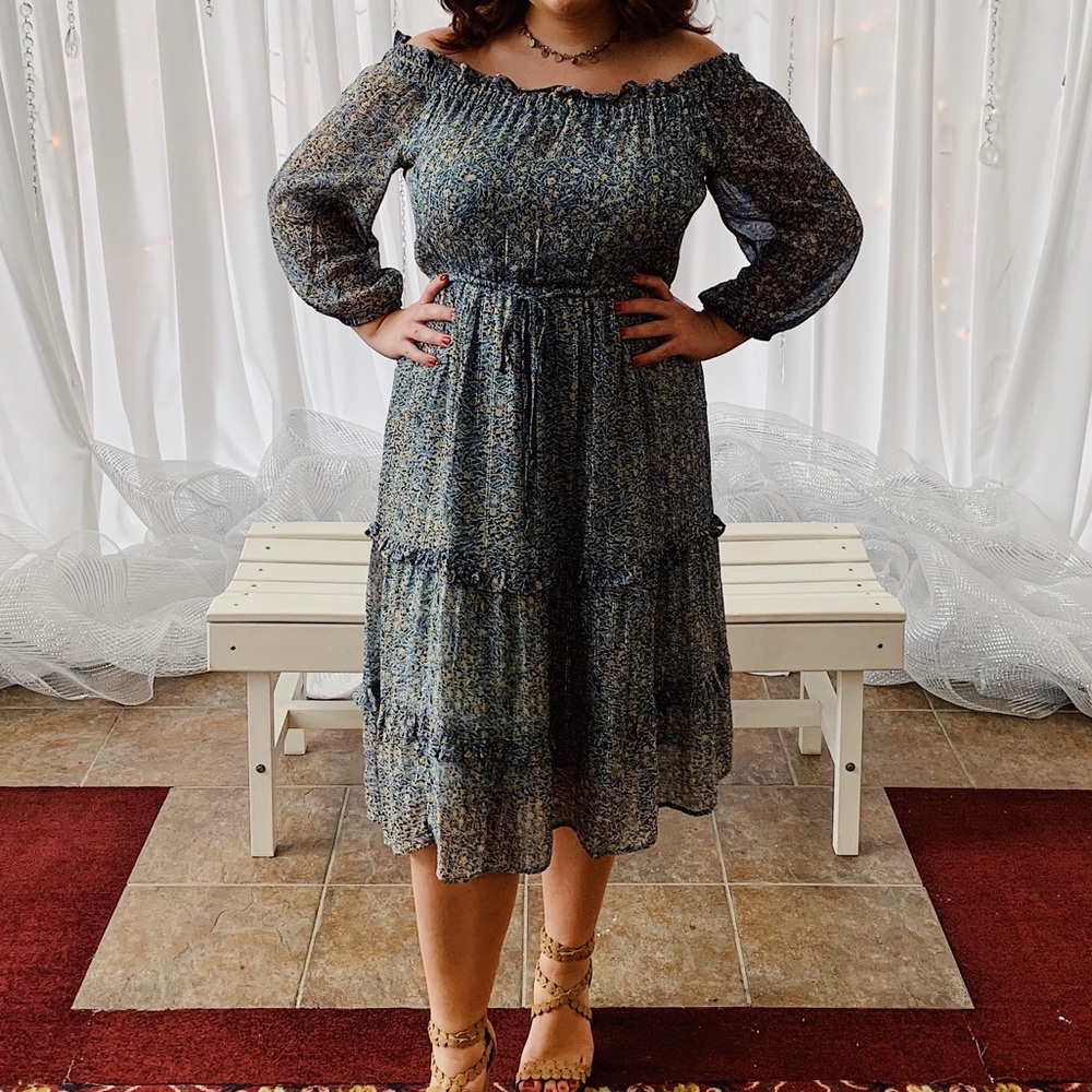 Anthropologie Kira Off The Shoulder Peasant Dress